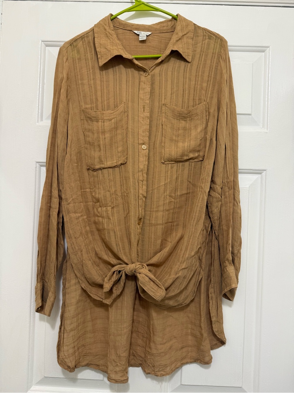 Lightweight Brown Button-Front Women’s Shirt - Brand: Cato
